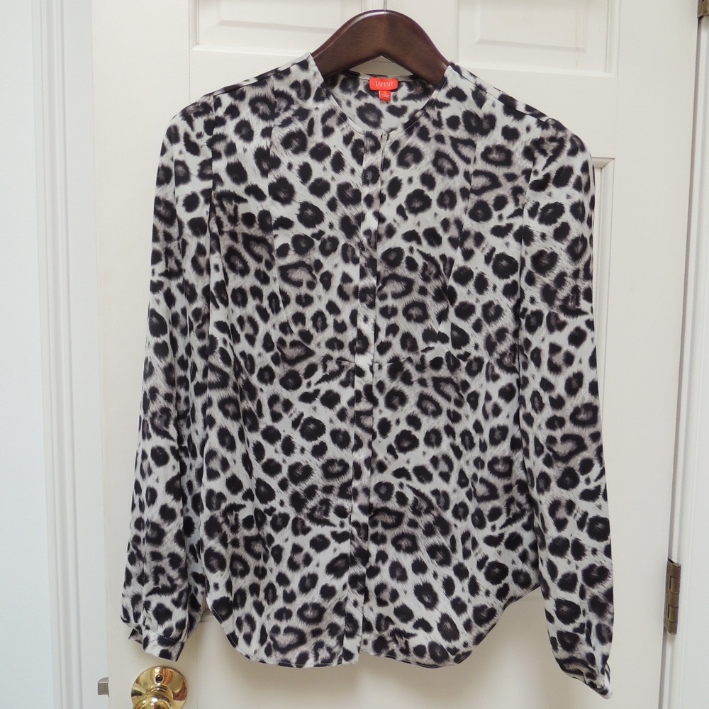 Leopard Print Long Sleeve Button Down Blouse OBO